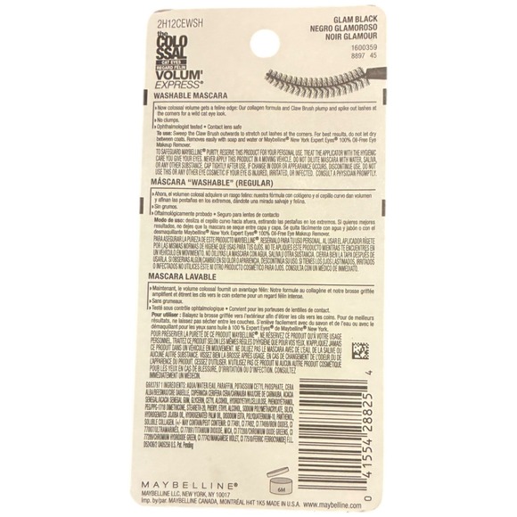 Maybelline The Colossal‎ Mascara Glam Black Volumizing Washable Makeup New - Picture 2 of 2